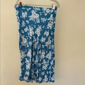 Old Navy Teal and White Floral Midi Skirt